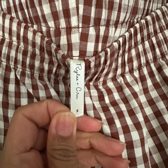 Rylee + Cru Brown and White Gingham Pants - Picture 4 of 5